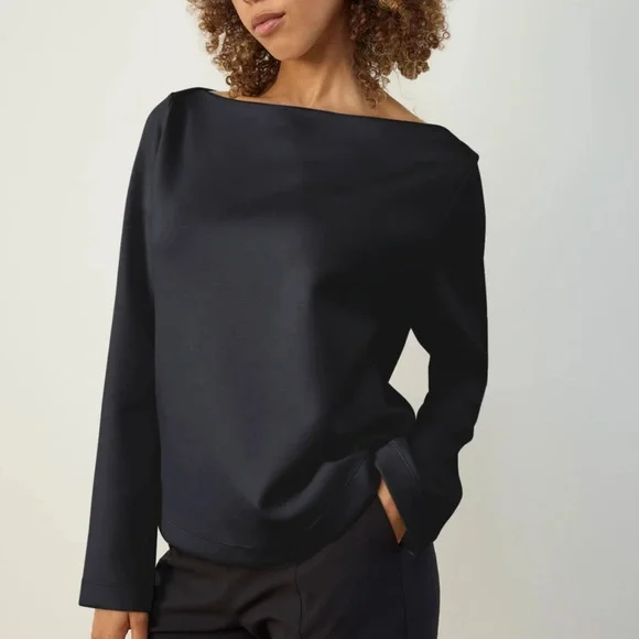 ADAY Getaway Boat Neck Blouse • Midnight Blue • Sz M • $178 - Picture 4 of 7